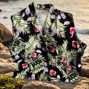 Pre Owned Women’s Coconut Cafe Sleeveless Blouse Floral Sz 20W Island Vibe Style